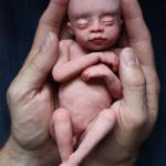 Life size portrait sculpture of a real baby born at 20 weeks of life, 22 weeks of pregnancy. My goal is to sculpt all forty weeks of pregnancy so you can hold the beauty of life in the palm of your hands.
www.godslittleone.com, www.miraclebabydolls.com